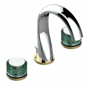 U5B-151M Смеситель устанавливаемый на борту раковины на три отверстия с донным клапаном. Для мрамора Thg-paris Island Хром/золото