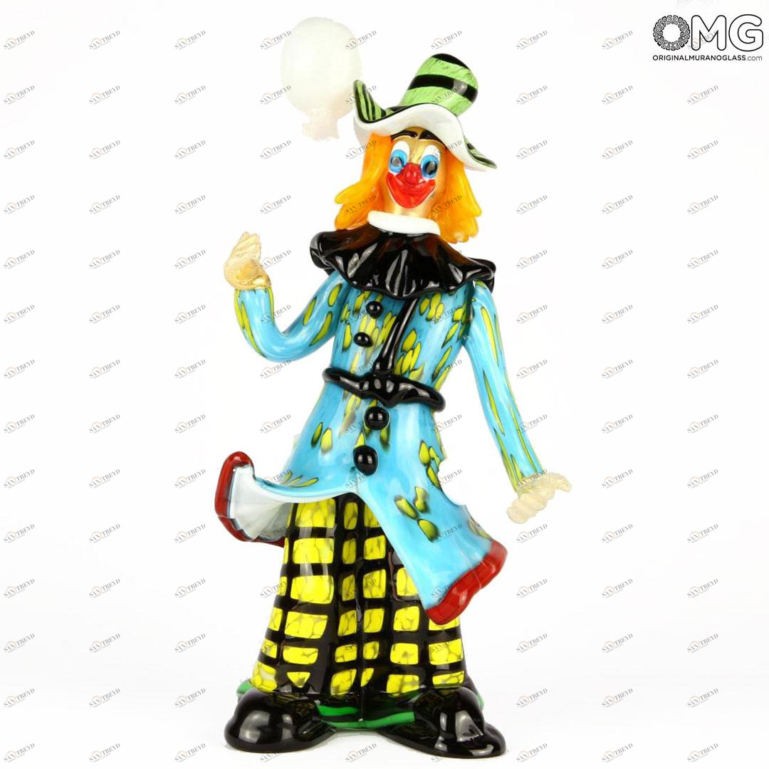 2588 ORIGINALMURANOGLASS Статуэтка Клоун с воздушным шариком - муранское стекло OMG 14 см 