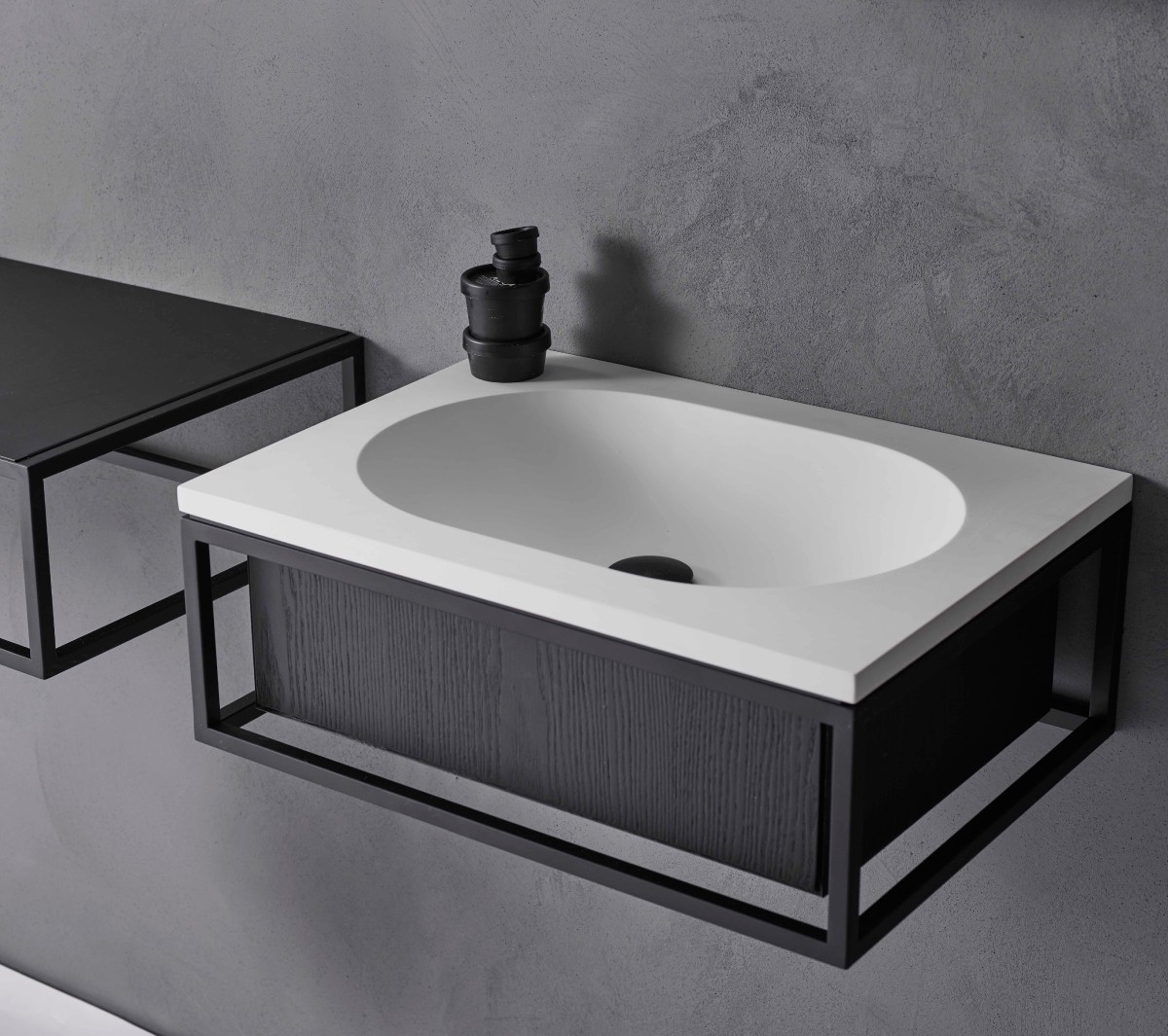 comp-comp-gs3c Подвесная раковина настенная прямоугольная Ex.T Frame черная - Вид №1