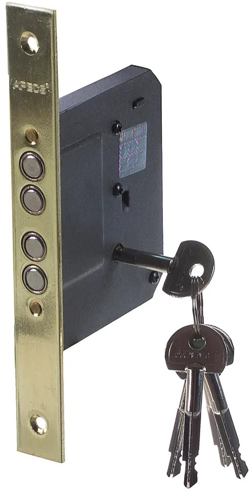 Врезной замок APECS с крестообразным ключом и золотистым покрытием 11880859