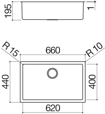 Раковина из нержавеющей стали с одной чашей Barazza R. "15" ARCH-00142672 - Вид №2