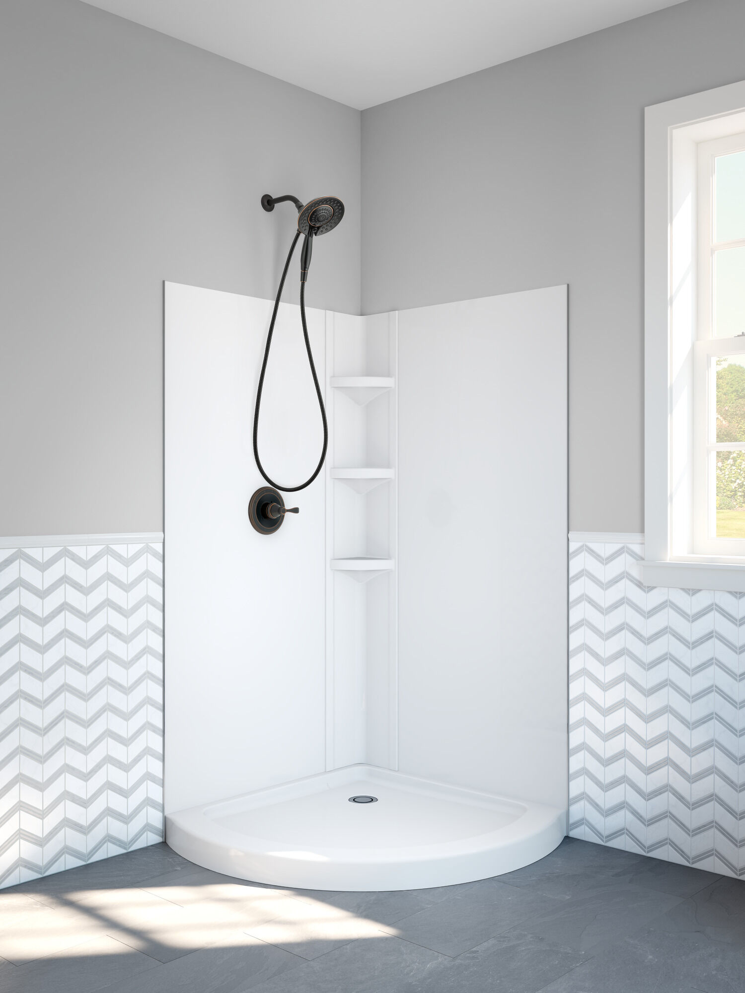 Круглый душевой поддон 38 дюймов из OPP Delta Faucet B711912-3838-WH - Вид №1