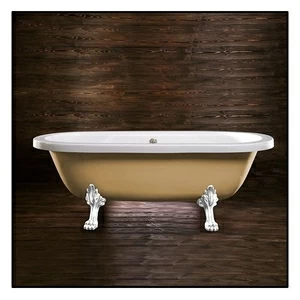 Ванна напольная отдельностоящая бежевая с белыми ножками "Львиная лапа" Akcjum Octavia WN-09-01-KB-N