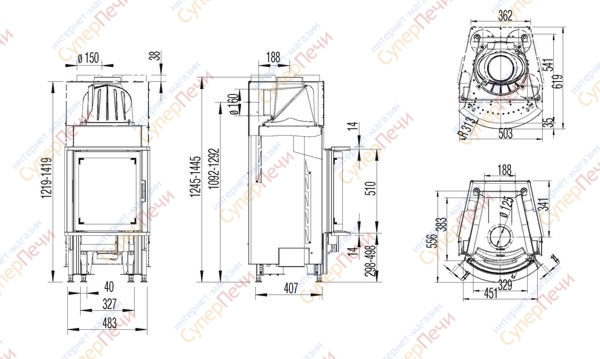 Каминная топка Austroflamm 45х51 K Aqua Heat 1596 - Вид №1