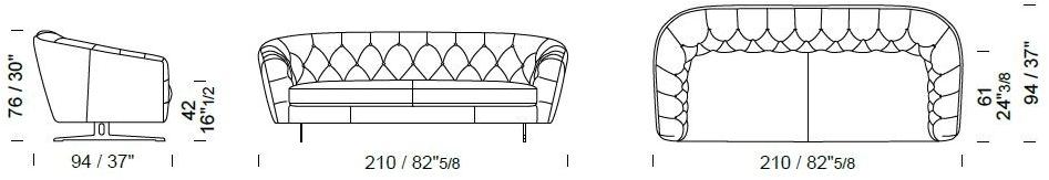 Borzalino Стеганый 3-местный кожаный диван New kap sun-id-1445400 - Вид №6