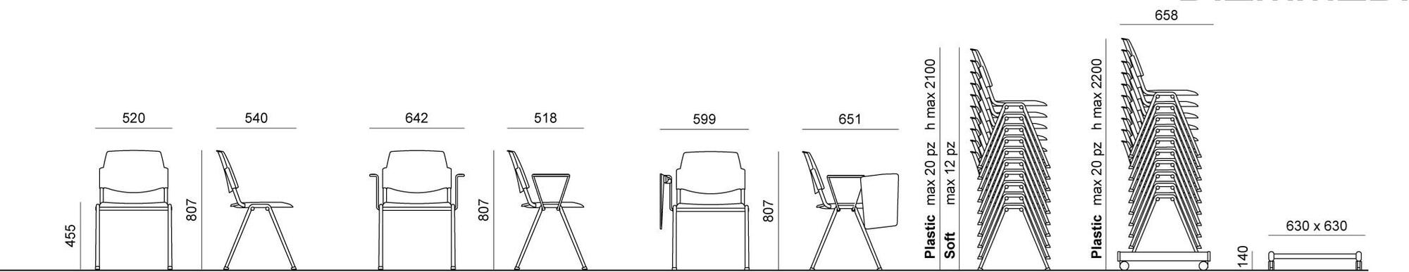 Diemmebi Стул для конференций штабелируемый Volée sun-id-1464580 - Вид №4