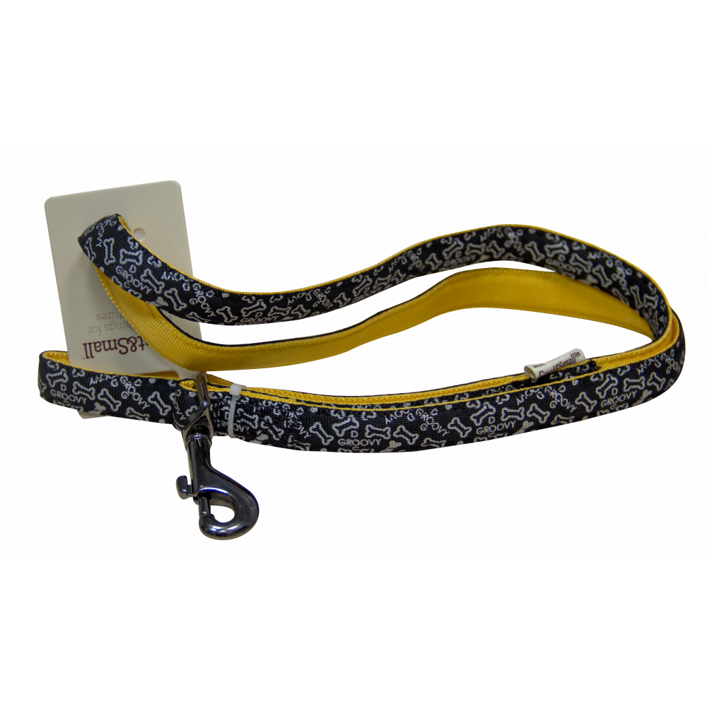 ПР0043557 Поводок для собак с принтом косточки 20х1200мм нейлон черный Great&Small 