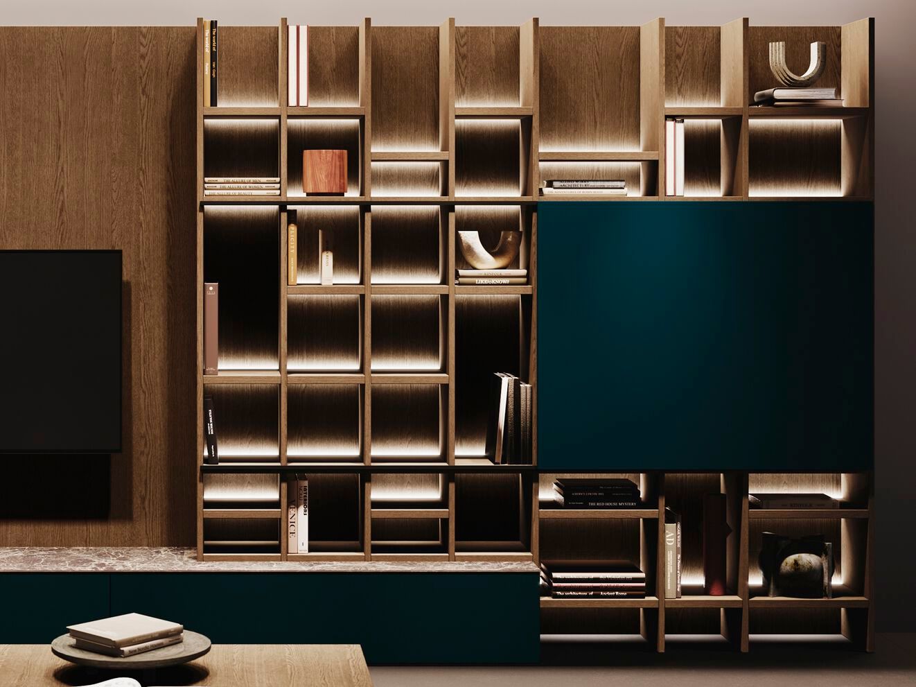 Книжный шкаф из дуба с освещением Guzzini & Fontana House of Clarinet ARCH-00075063