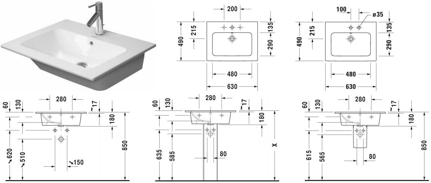Накладная раковина на столешницу  овальная Duravit Me sun-id-1466446 - Вид №1