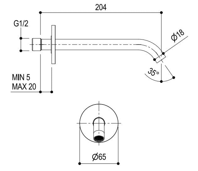Настенный дозирующий носик для умывальника Ritmonio Diametro35 Cross ARCH-00117797 - Вид №2