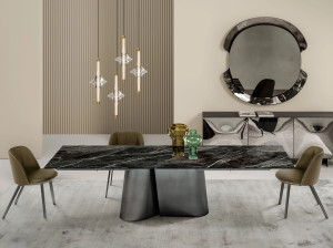 Прямоугольный выдвижной стальной обеденный стол с столешницей SuperMarmo