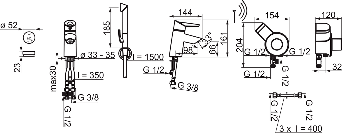 Oras 2715F Смеситель для умывальника, 3 V 2715F Optima Хром  - Вид №1