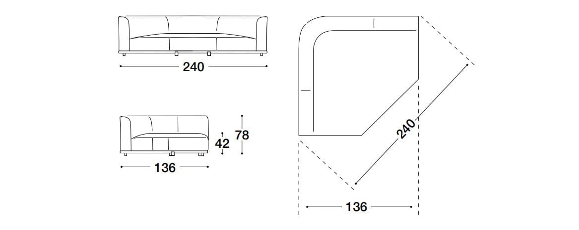 Секционный диван из ткани VOLPI Луиджи Вольпи ARCH-00115210 - Вид №3