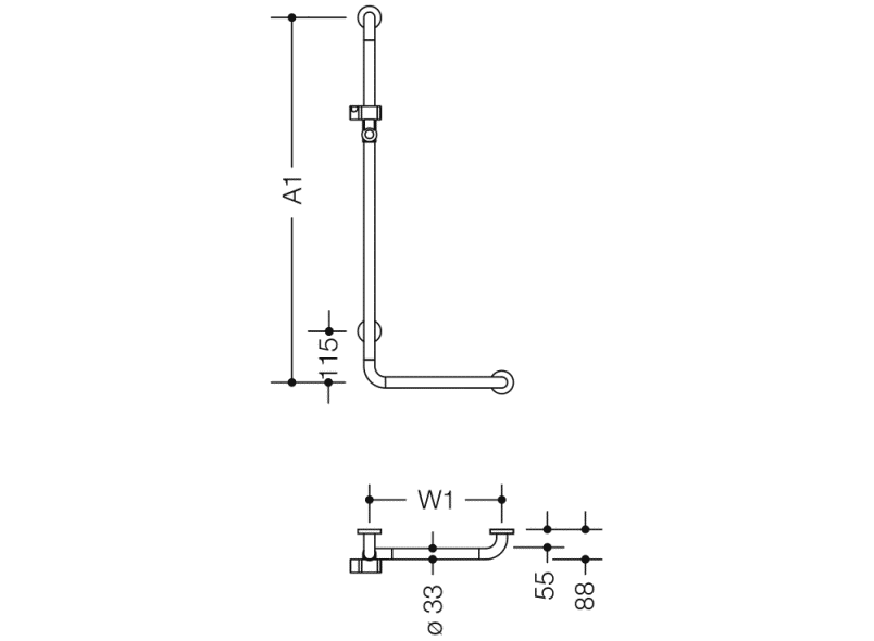 801.33B2S Угловая ручка с держателем для душа, нестандартная длина HEWI Edition matt | Polyamid  - Вид №5