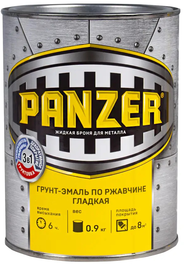 91262689 Грунт-эмаль по ржавчине Panzer 219859 0.9 кг цвет синий STLM-0526803