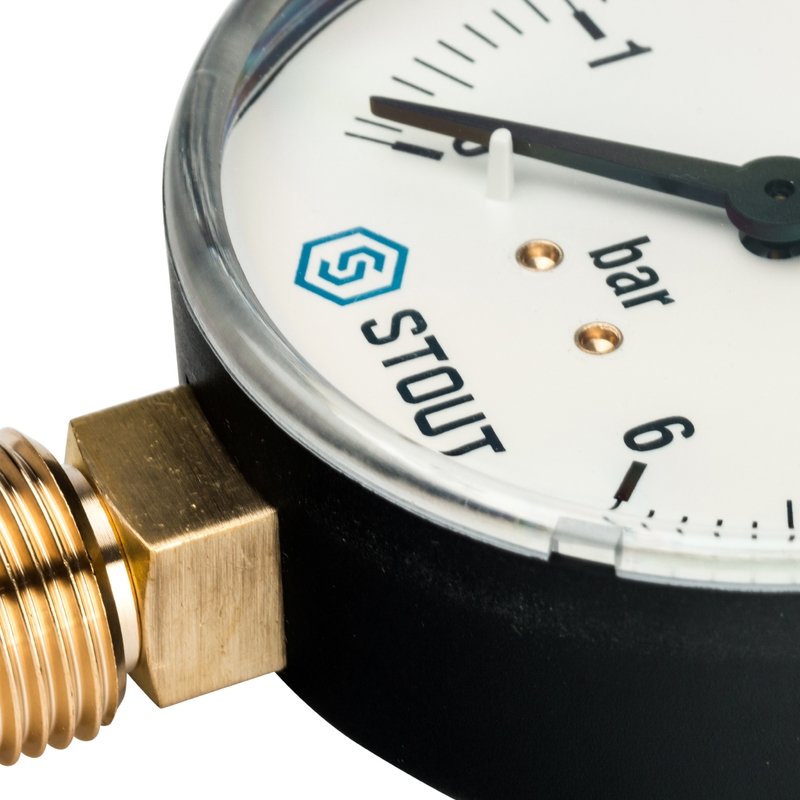 Манометр радиальный 80 мм 1/2" 6 бар STOUT SIM0010800615 - Вид №2
