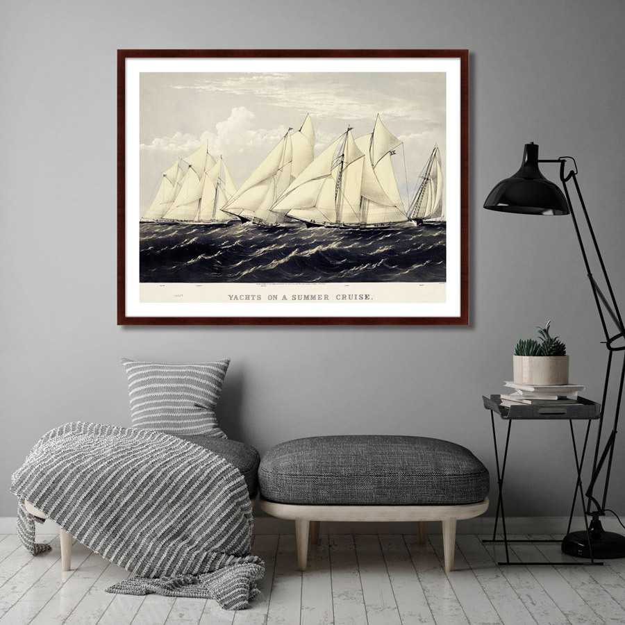 Картина в раме 130х102 см Yachts on a summer cruise, 1871г. КАРТИНЫ В КВАРТИРУ  264202 Бежевый;синий;разноцветный  - Вид №3