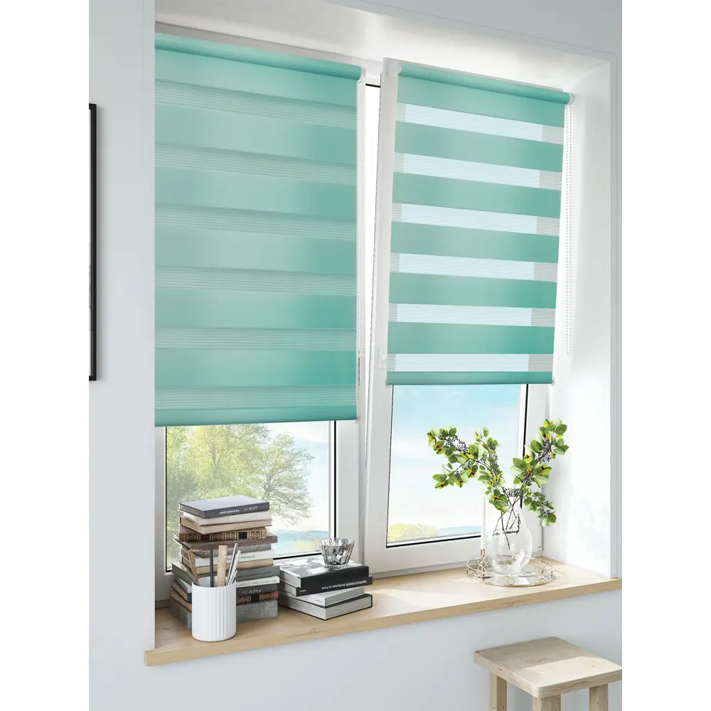 Штора рулонная день-ночь Inspire Peter 40x160 см бирюза Aqua 3 82691092 STLM-2027098 - Вид №12
