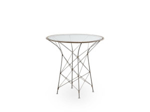 Высокий журнальный столик из стекла и стали