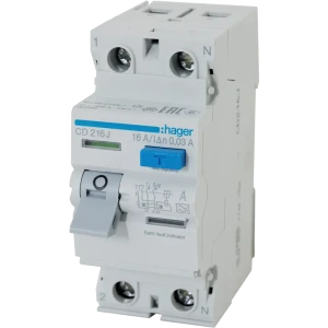 УЗО Hager CD216j 1P N 16 A 30 мА 4.5 кА A 82610949 STLM-2012698