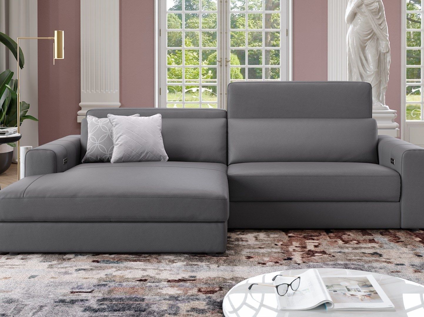 Кожаный диван с полуостровом Sofanella Capri ARCH-00095652 - Вид №4