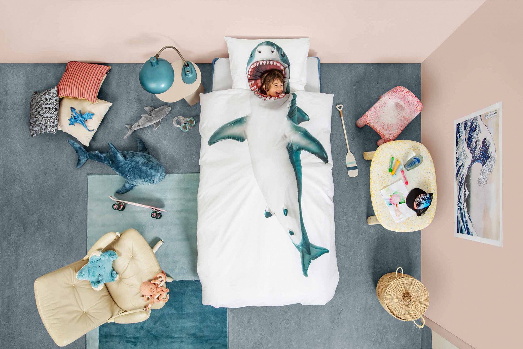 Детское постельное белье двуспальное "Акула" 200х220 см SNURK  335400 Белый;серый  - Вид №3