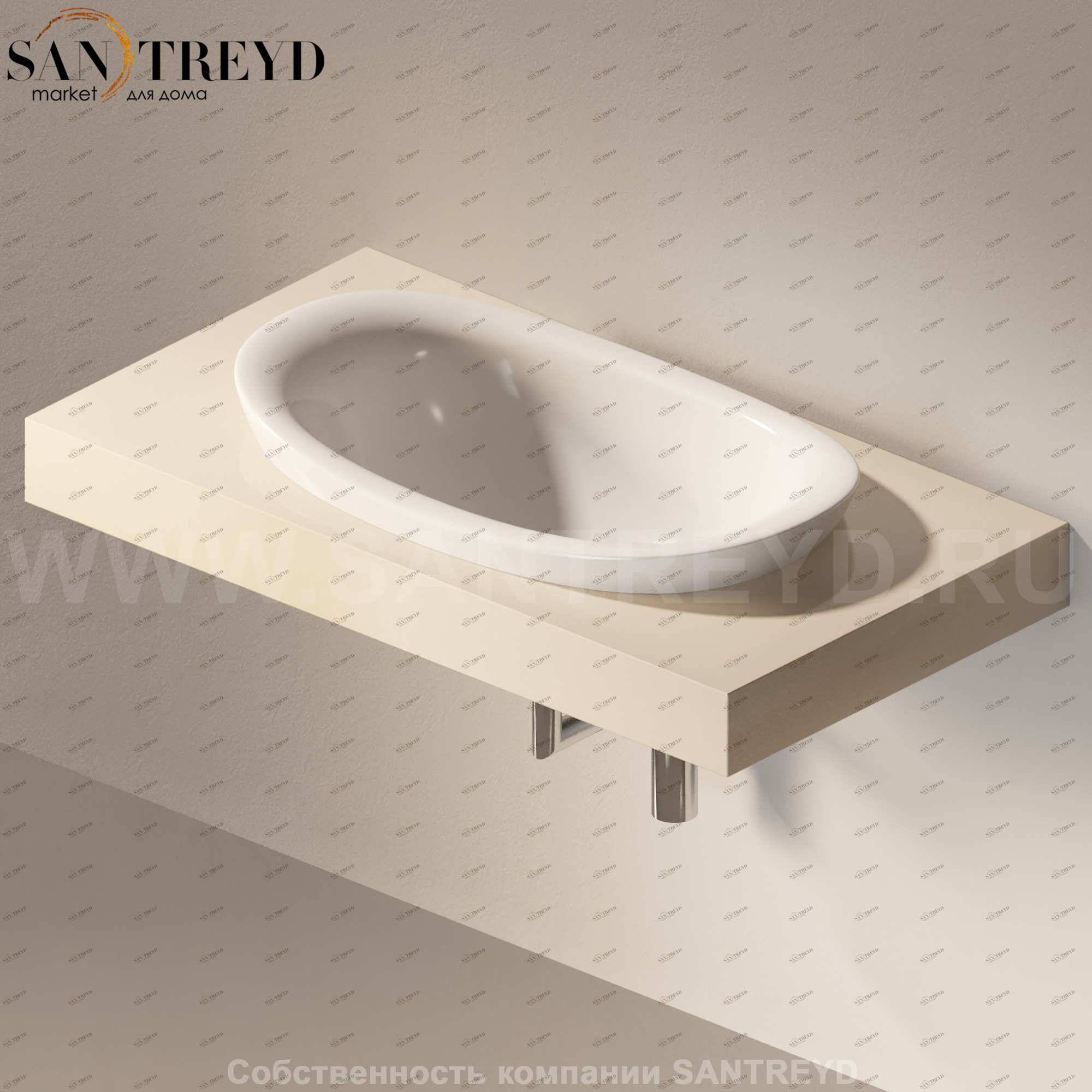 Flaminia IO e SI Столешница с отверстием под раковину бежевая IO75M1.1015 Ceramica Flaminia IO75M11015