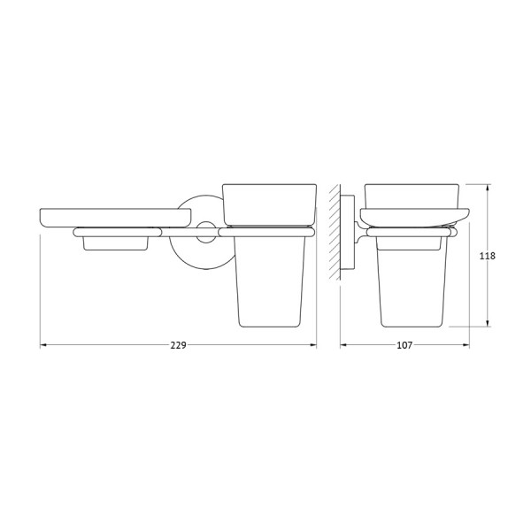 Держатель с прозрачными мыльницей и стаканом Ellux ELEGANCE ELE 008-C01 sun-id-561303 - Вид №2