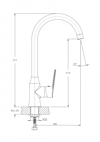 Смеситель для кухни Rush Balearic BA3935-22 высокий хром 1152312 - Вид №1