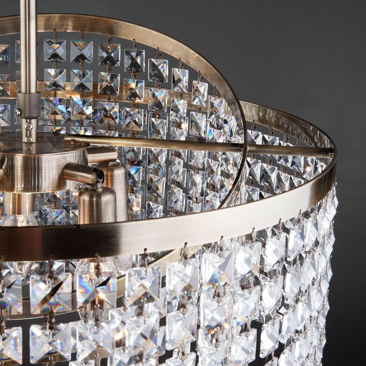 Подвесная люстра Eurosvet Leoni 10090/5 античная бронза/прозрачный хрусталь Strotskis EUROSVET ДИЗАЙНЕРСКИЕ, LEONI 182165 Бронза  - Вид №2