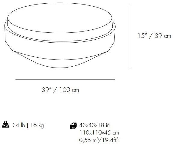 Mambo Unlimited Ideas Низкий круглый журнальный столик с обитой столешницей Air sun-id-1508620 - Вид №4