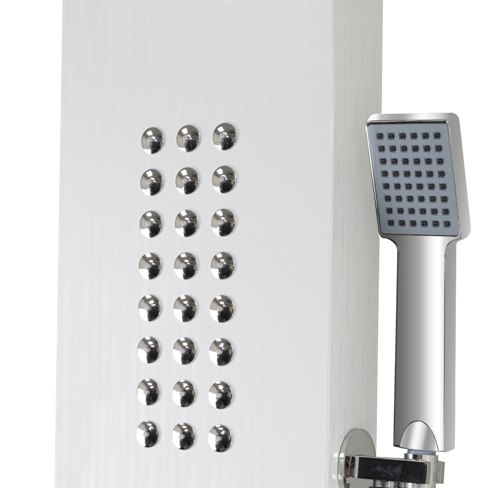 GFmark - Душевая панель - "тропический душ" с двумя лейками, БЕЛЫЙ - ПЛЁНКА, корпус из нержавеющей стали марки 304, код: 5515  - Вид №5