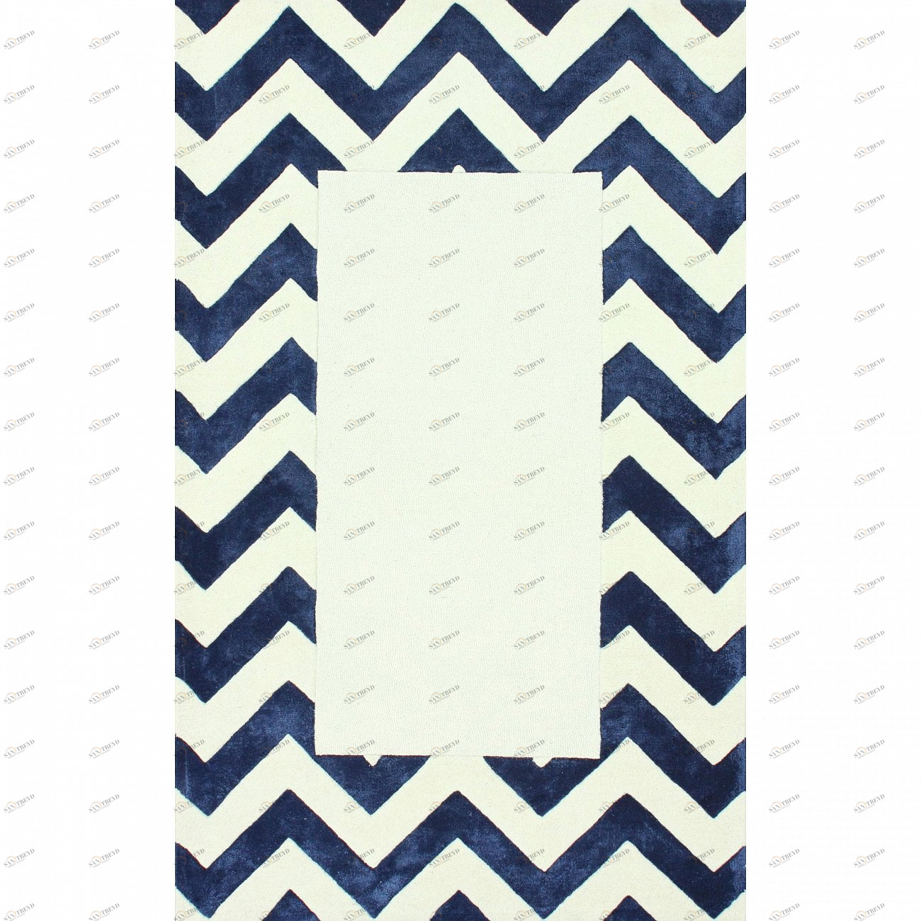 Ковер Zig Zag синий с квадратом 160х230 DOLLY CAPRETS ДИЗАЙНЕРСКИЕ, ЗИГ ЗАГ 015186 Белый;синий 