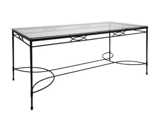 Прямоугольный обеденный стол из нержавеющей стали и стекла