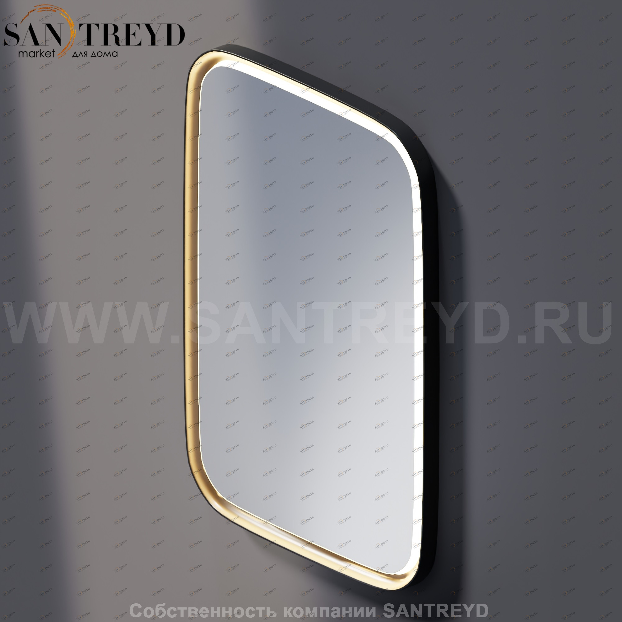 Agape MEMORY Зеркало прямоугольное с LED подсветкой в черной раме AMEM863EL