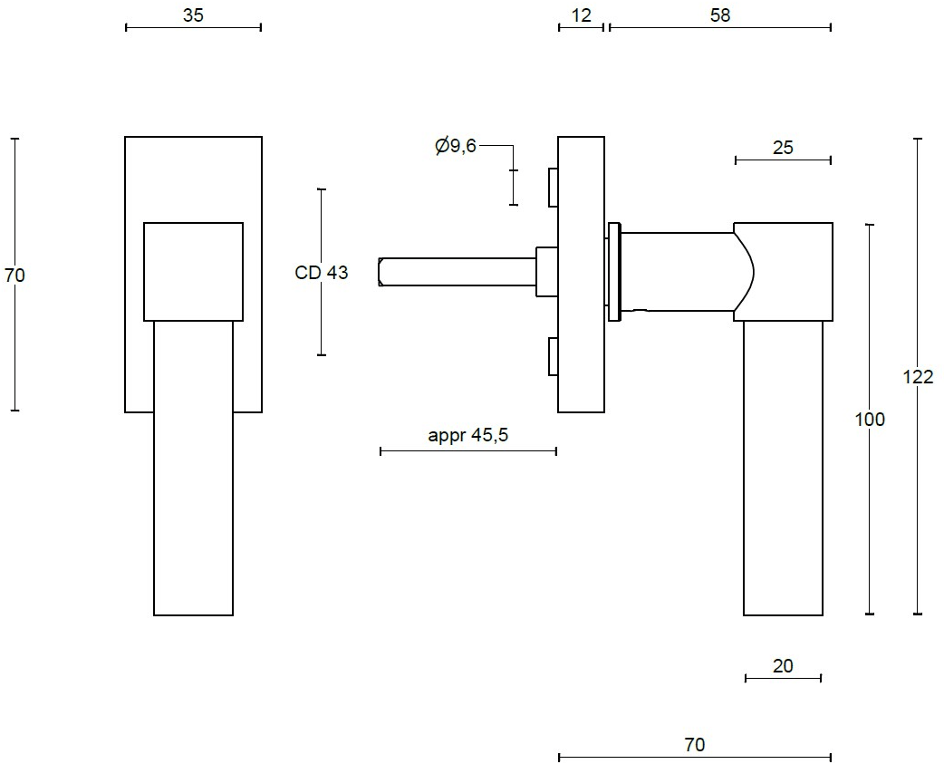 Formani Оконная ручка из нержавеющей стали dk на пластине One Pbl20-dk - Вид №1