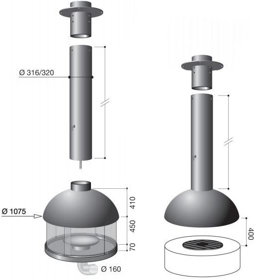 Focus creation Открытый центральный вращающийся подвесной камин sun-id-1478642 - Вид №3