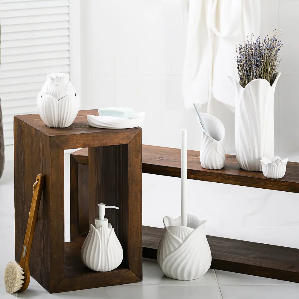 Мыльница Fleur керамика цвет белый MOROSHKA STLM-2198429 - Вид №3