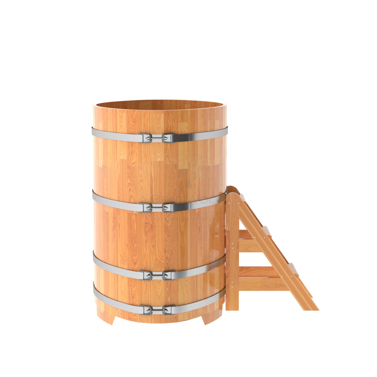 1516 Купель овальная из сращенных ламелей лиственницы 0,92х1,66х1,4 натуральная Alyarus  - Вид №2