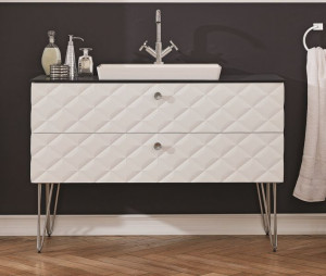 DIA331201(897/897) Puris Diamond Line, тумба с черной столеш. 1200 мм + рак. мин. литье 600 мм, цвет белый диамант