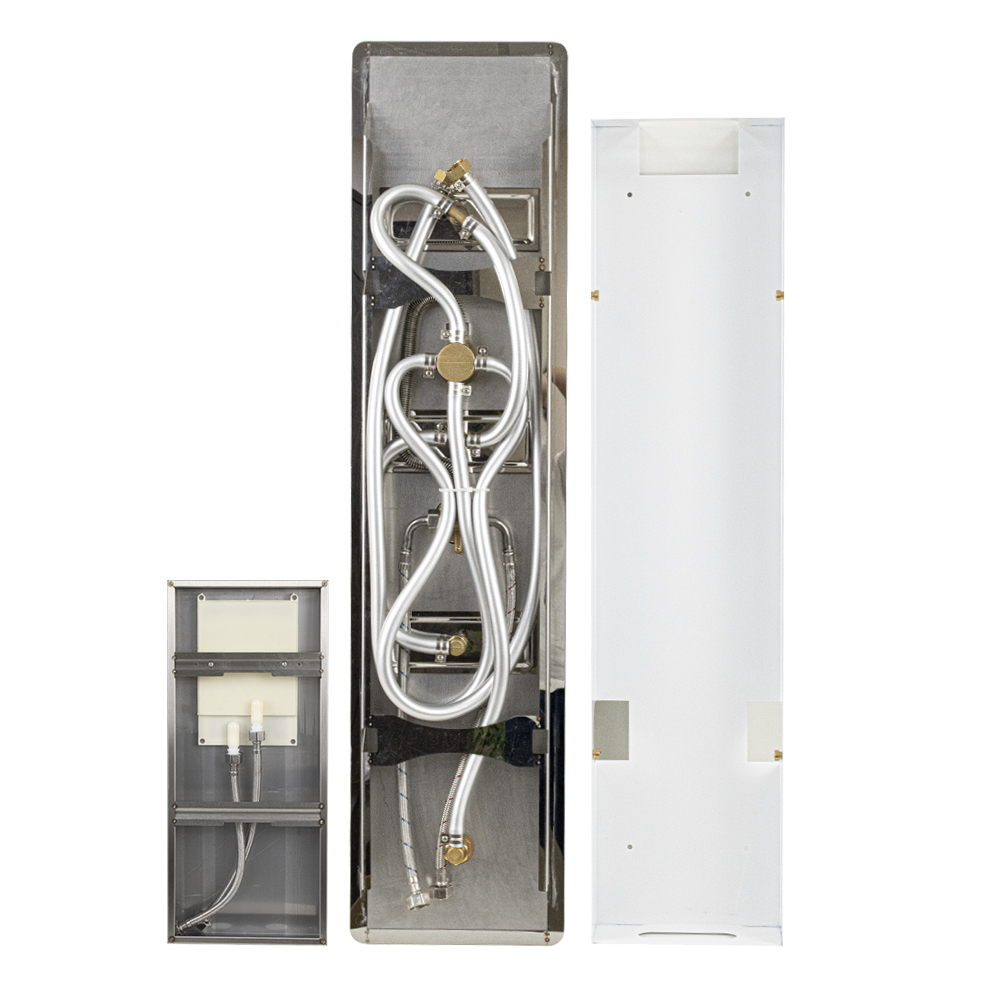 GFmark - Душевая панель - "тропический душ" ВРЕЗНАЯ с двумя лейками, корпус МАТОВАЯ нержавеющая сталь марки 304, код: 5517  - Вид №7