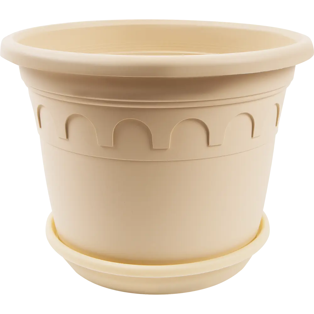 Горшок цветочный Газонcity Рома ø20 h15.3 см v3 л пластик бежевый STLM-2154257