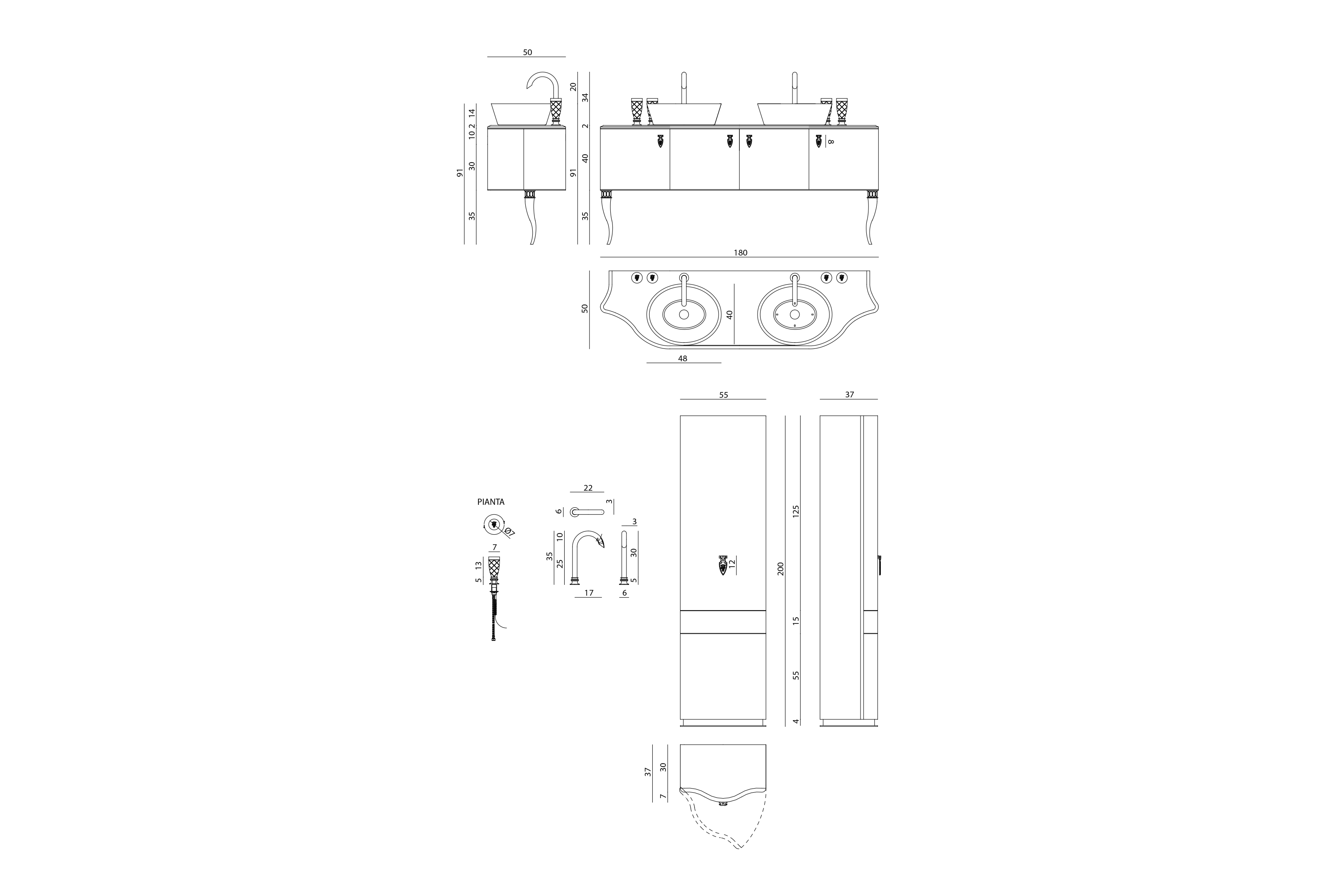 Grimilde Doppia Консольный умывальник с зеркалом Visionnaire  - Вид №10