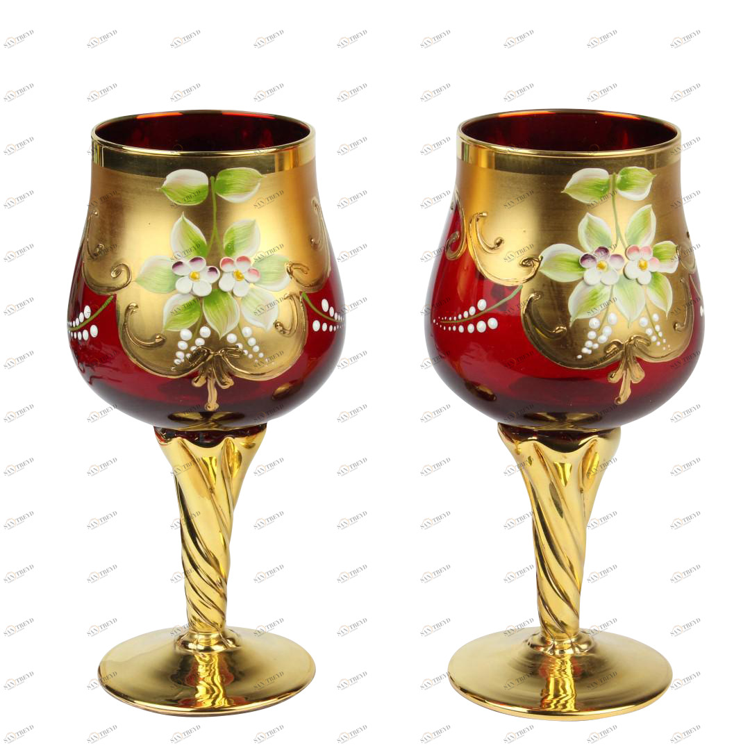 3367 ORIGINALMURANOGLASS Набор из 2 красных бокалов Я&Ты - trefuochi - муранское стекло OMG 8 см 