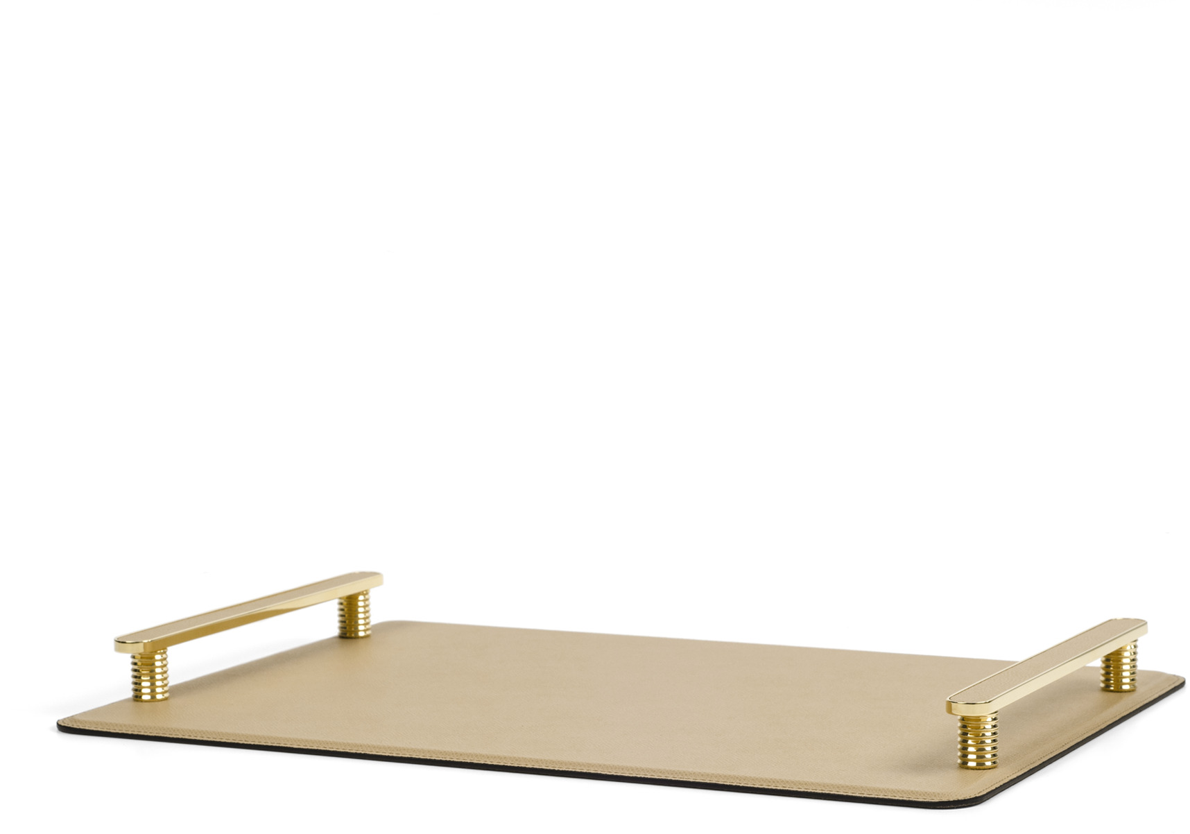 Поднос Венария - 50X37 см/металл-отделка_золото/тканая кожа_темно-серый