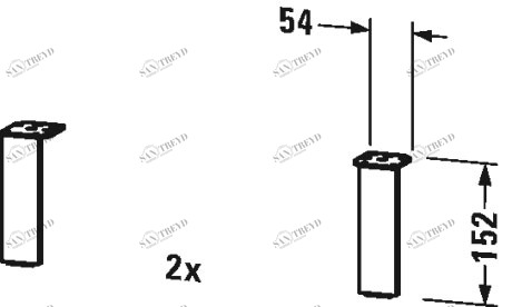 BR979304949 Ножка Brioso #BR9793 152 x 44 x 10 мм Графит матовый, декор Duravit