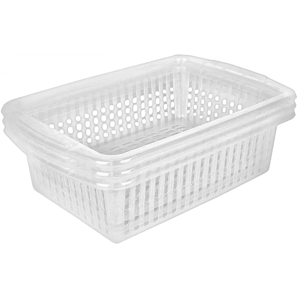Корзинки 37x25x13.5 см пластик без крышки цвет прозрачный 3 шт 83028629 STLM-2101577 Santreyd Набор корзинок