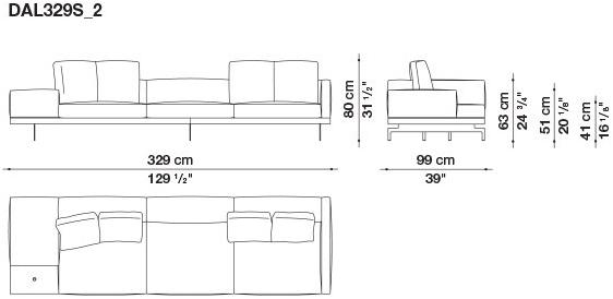 B&B Italia 3-х местный тканевый диван с шезлонгом Dock sun-id-1355318 - Вид №26
