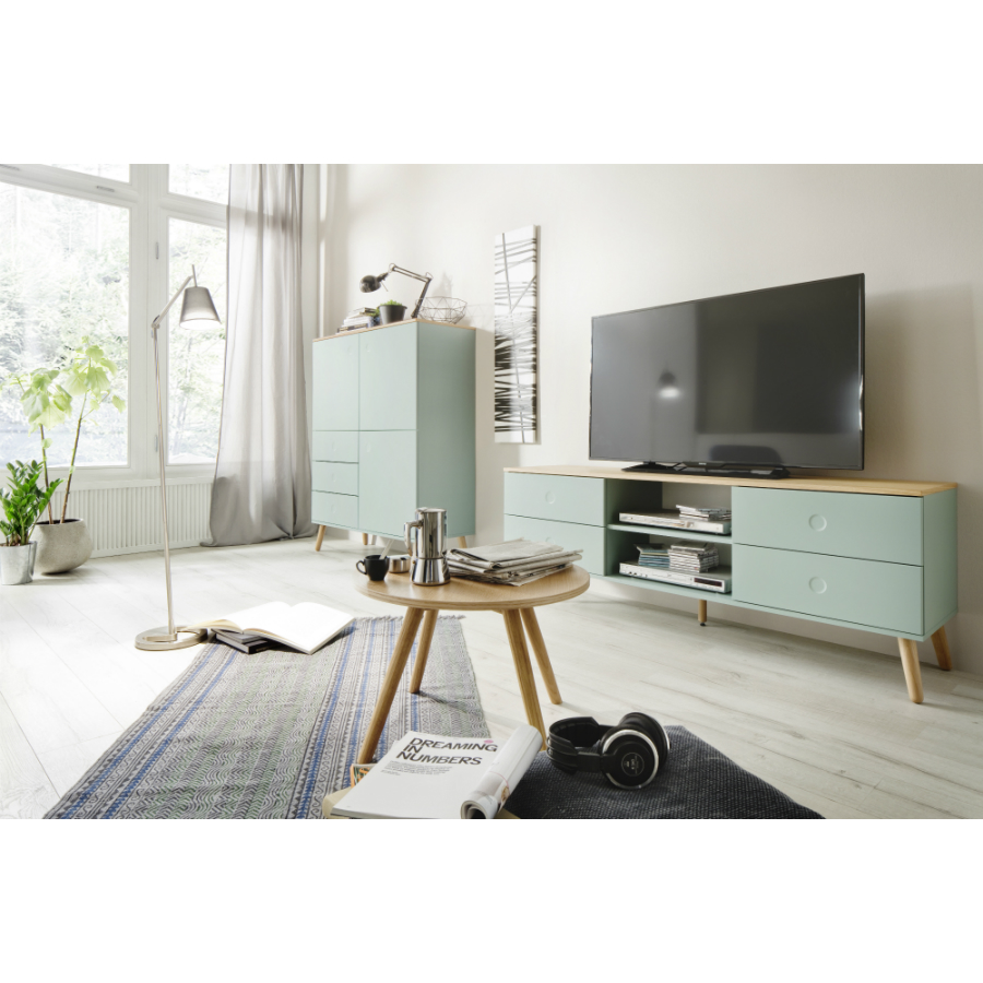 Шкаф Tenzo Dot, 137х109х43 см, дуб, зеленый 1666676 - Вид №2