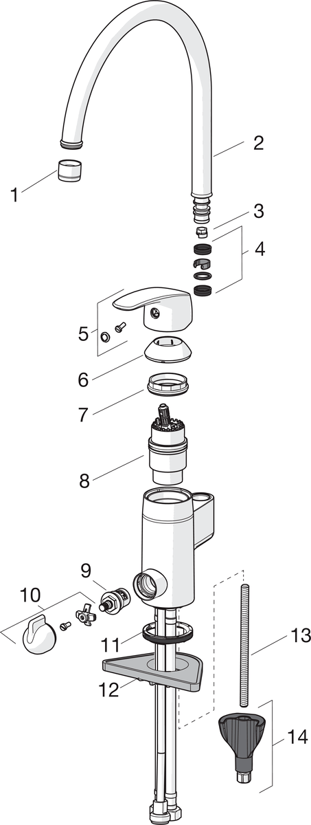 Oras 1039 Смеситель для кухни с клапаном 1039 Safira Хром  - Вид №4